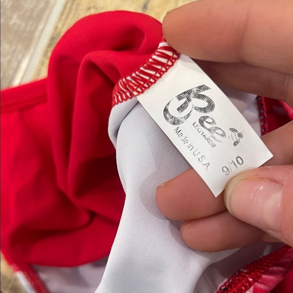 K-Bee Red Plaid Gymnastics Leotard Leo Size 9/10 - Picture 3 of 5